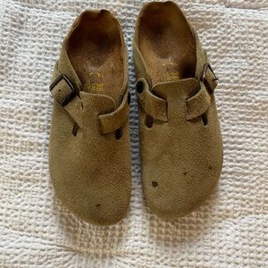 Birkenstock Boston Taupe Soft Footbed Suede Leather Unisex Clog EU 38 L/7 M/5
